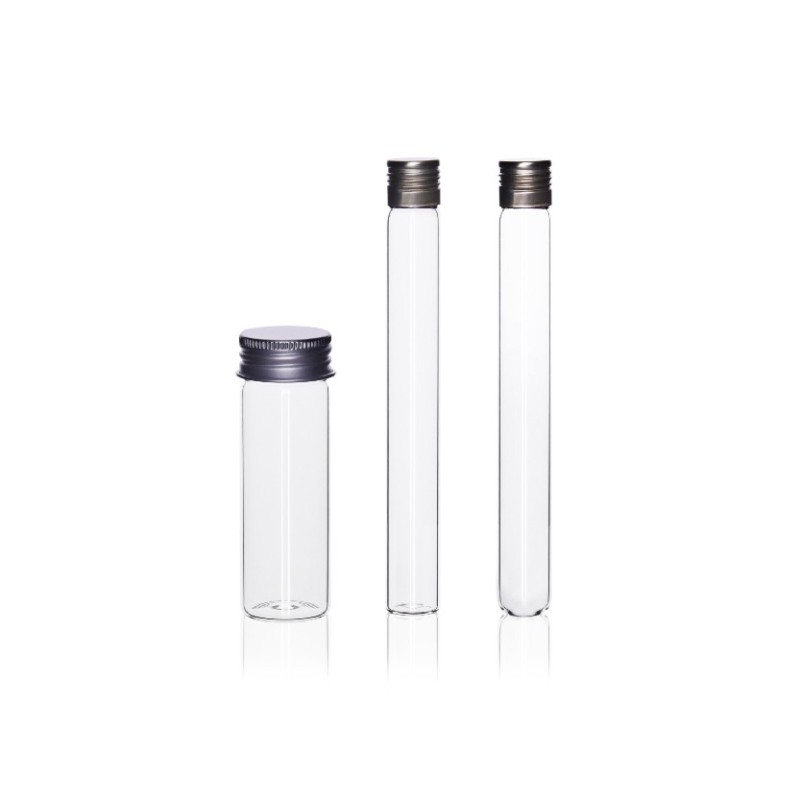 Tube de culture 18x145mm à fond rond, bouchon en aluminium (125pcs)