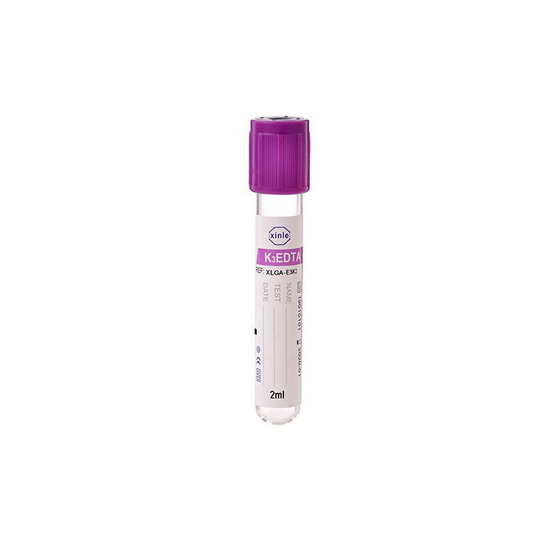Tube S/V EDTA 5ml en verre (portoir/100pcs)