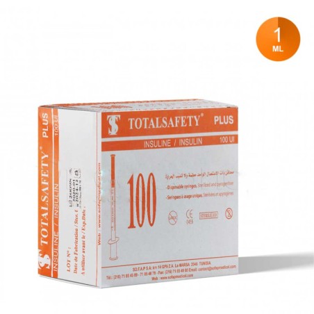Seringue à insuline 1ml avec aiguille 27G separee (paquet/100pcs)